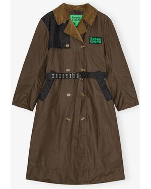 Ganni X Barbour Waxed Trench Coat - Green