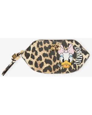 Ganni Daisy Duck Leopard Coin Purse - Brown