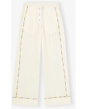 Ganni Fluid Modal Elasticated Pants - White