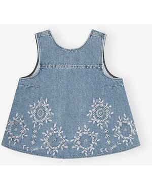 Ganni Broderie Anglaise Top - Blue