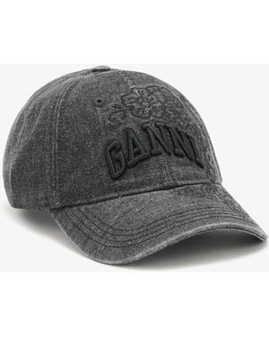 Ganni Kappe Aus Besticktem Denim - Schwarz