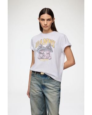 Ganni T-Shirt With Mushroom Teddy - White