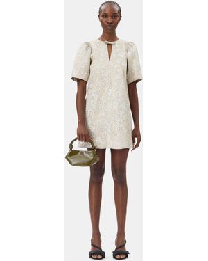 Ganni And Metallic A-Line Mini Dress - Natural