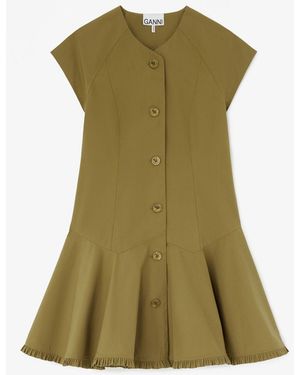 Ganni Kleid Aus Grüner Baumwolle Bio-Baumwolle