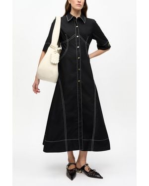 Ganni Cotton Poplin Shirt Dress - Black