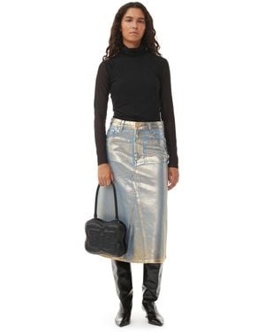 Ganni Denim Midi Skirt - Black