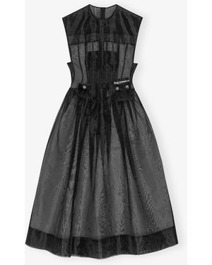 ganni black heavy cotton corset midi dress Ganni Heavy Cotton Tailoring Corset Midi Dress