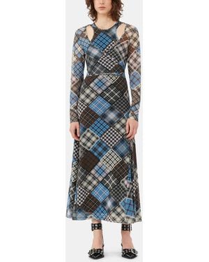 Ganni Feminine Buckle Open Cut Court Shoes - Blue