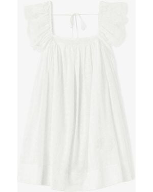 Ganni Kleid Aus Weißer Broderie Anglaise Bio-Baumwolle
