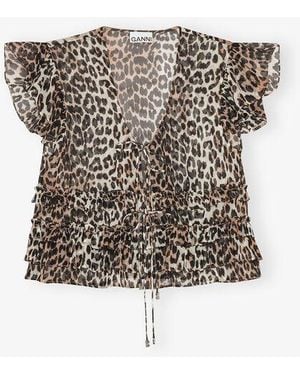 Ganni Chiffon Ruffle Blouse - Multicolour