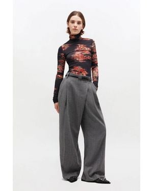 Ganni Stripe Cross-Over Trousers - Grey