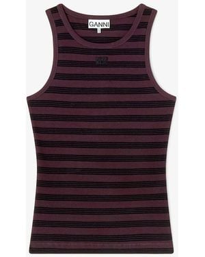 Ganni Stripe Rib Tank Top - Multicolour