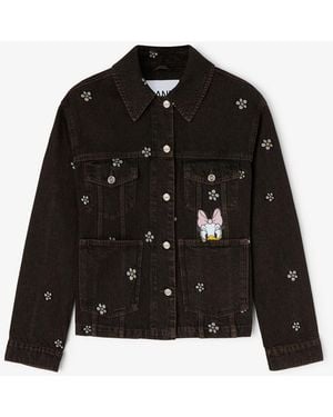 Ganni Daisy Duck Denim Oversized Jacket - Black