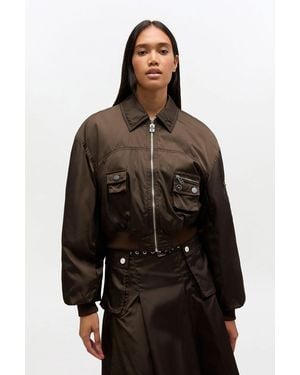 Ganni Duchesse Nylon Bomber Jacket - Black
