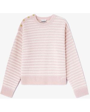Ganni Stripe Wool Mix Jumper - Pink