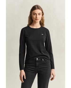 GANT Shield Long Sleeve T-Shirt - Black