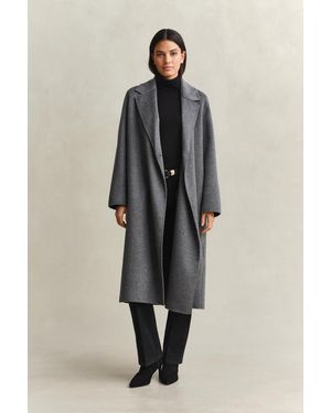 GANT Handstitched Belted Coat Charcoal Melange - Grey