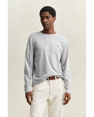 GANT Shield Long Sleeve T-Shirt Melange - White