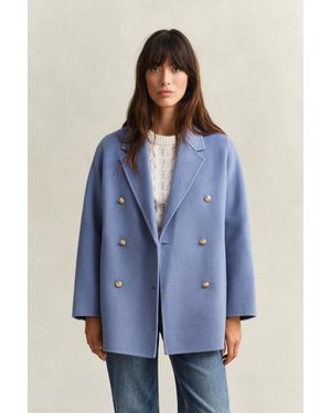GANT Handstitched Detail Pea Coat - Blue