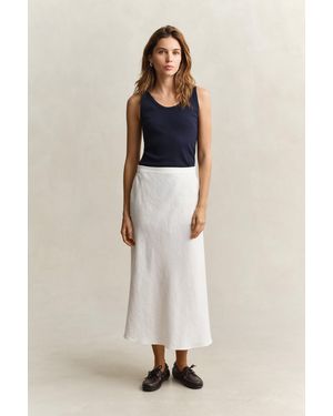 GANT Flared Linen Blend Skirt Eggshell - Natural
