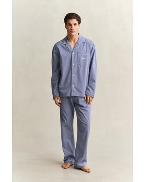 GANT Gingham Poplin Pyjama Set University - Blue