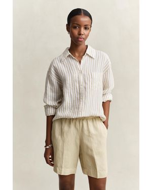 GANT Relaxed Fit Striped Linen Shirt - Natural