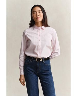 GANT Regular Fit Striped Classic Poplin Shirt Light - White