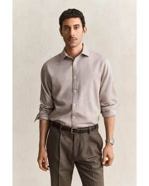 GANT Flannel Mélange Shirt Light Melange - Natural