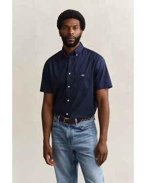 GANT Classic Poplin Short Sleeve Shirt Marine - Blue