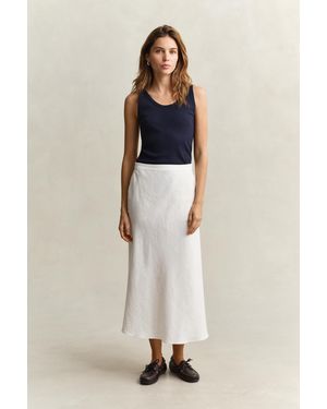 GANT Flared Linen Blend Skirt Eggshell - Natural