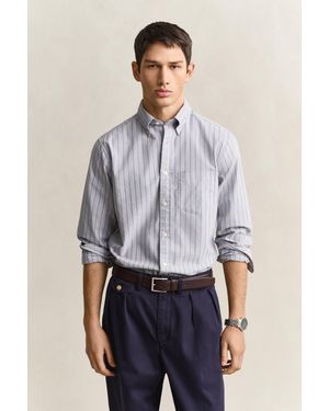 GANT Striped Classic Oxford Shirt Concrete - Grey