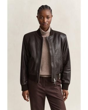 GANT Leather Bomber Jacket Deep - Brown