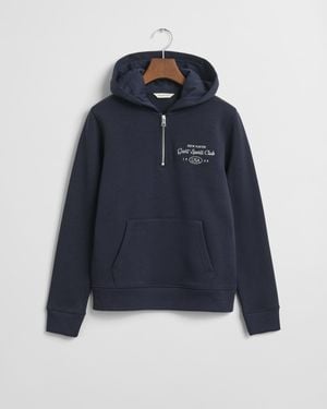 GANT Teens Teen Girls Sports Club Graphic Half-Zip Hoodie - Blue