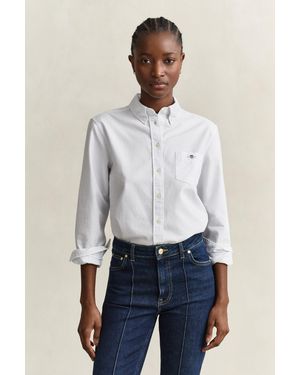GANT Striped Classic Oxford Shirt - White
