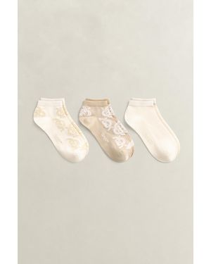 GANT 3-Pack Monogram Ankle Socks - Natural
