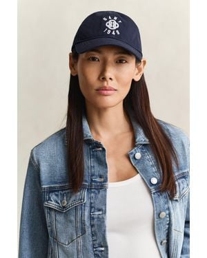 GANT Graphic Cotton Twill Cap Evening - Blue