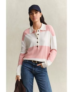 GANT Knitted Barstriped Rugger Cream - Pink