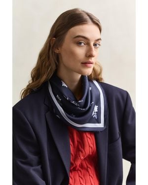 GANT Floral Print Silk Scarf Evening - Blue