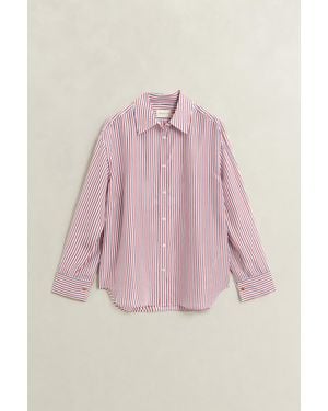 GANT Striped Habotai Silk Blouse - Pink