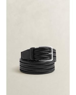 GANT Braided Elastic Leather Belt - Black