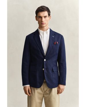 GANT Textured Cotton Blend Suit Jacket Classic - Blue