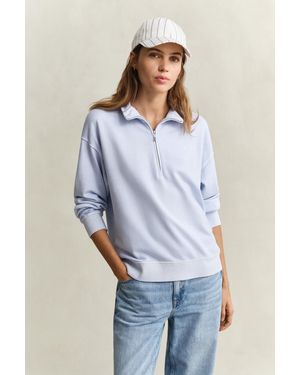 GANT Washed Shield Half-Zip Sweatshirt - Blue