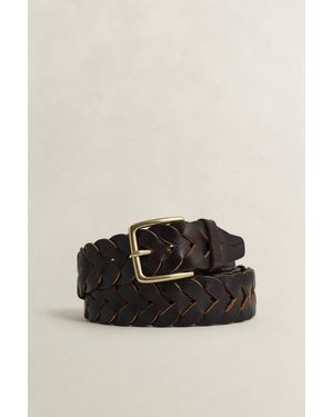 GANT Braided Leather Belt Mahogany - Black
