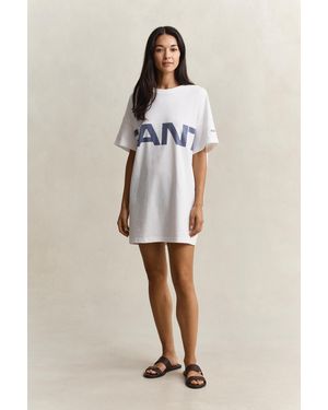 GANT Graphic Print T-Shirt Dress Eggshell - Natural