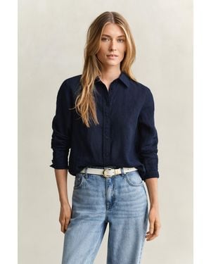 GANT Regular Fit Linen Shirt Evening - Blue