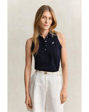 GANT Sleeveless Piqué Polo Shirt Evening - Blue