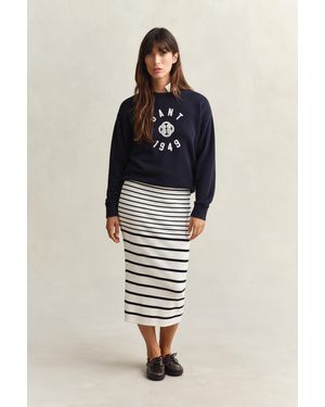 GANT Striped Knitted Pencil Skirt Eggshell - Blue