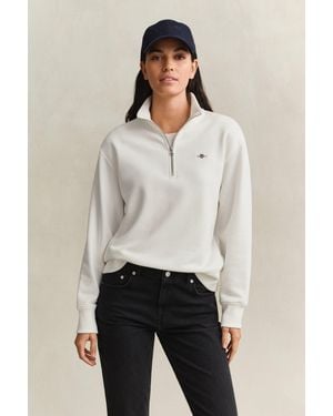 GANT Shield Half Zip Sweatshirt - White