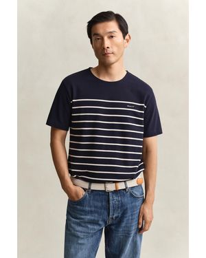 GANT Placed Stripe T-Shirt Evening - Blue