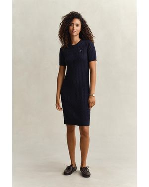 GANT Cotton Cable Knit Dress Evening - Blue